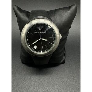 Emporio Armani Vnt: St Steel Case-Bezel/Black Face/Black Band-Adjustable Closure